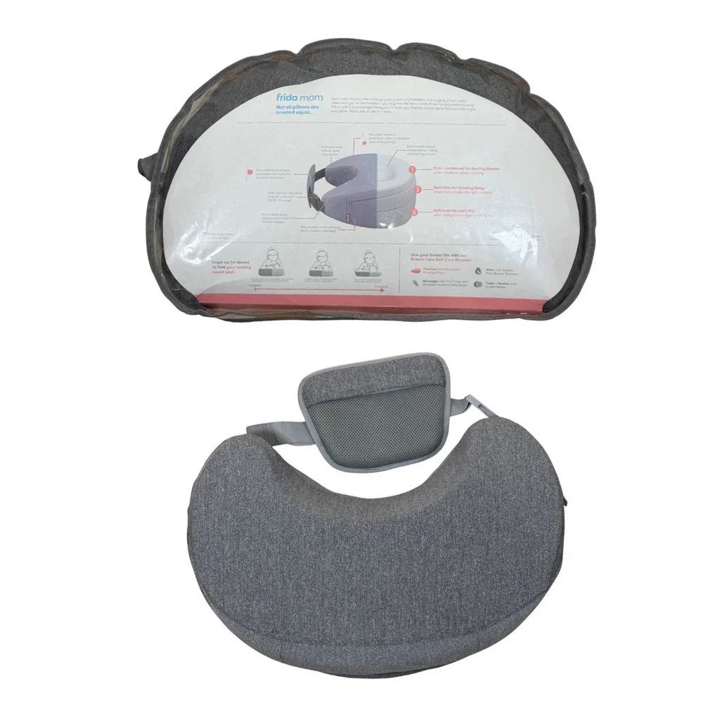 Frida Mom Adjustable Nursing Pillow Gray Heather with Backrest and Layers